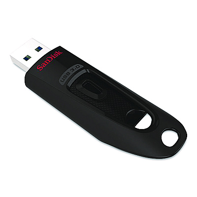 Sandisk Ultra USB 3.0 Type A Flash Drive, 128 GB, Black (1568885)