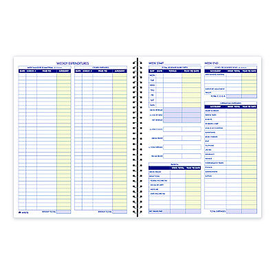 Adams Weekly Bookkeeping Ledger, Columns Vary By Section, Royal Blue Cover, 11 x 8.5 Sheets, 56 Sheets/Book (AFR70)