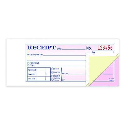 Adams Multipart Money/Rent Receipt Book, Three-Part Carbonless, 6.69 x 2.75, 50 Receipts/Book, 3 Books/Pack (D2701)
