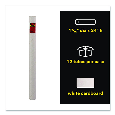 Scotch Mailing Tube, 24" Long, 2" Diameter, White (7921)
