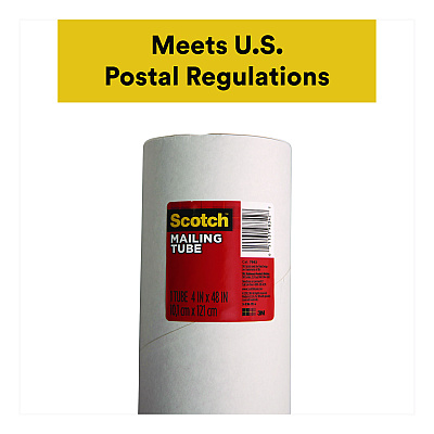 Scotch Mailing Tube, 48" Long, 4" Diameter, White (7982)