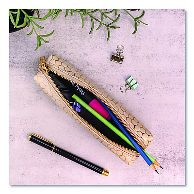 PUKKA PAD Pencil Case, 8.07 x 2.36 x 2.55, Taupe, 6/Pack (9981TEHZE)