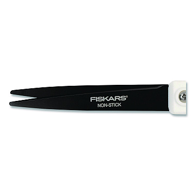 Fiskars Premier SoftGrip Nonstick Scissors, 9.75" Long, 8" Cut Length, Offset White Handle (1069764)