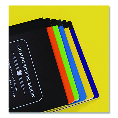BAZIC Poly Cover Composition Books, Medium/College Rule, Randomly Assorted Cover Color, (70) 9.75 x 7 Sheets (5089)