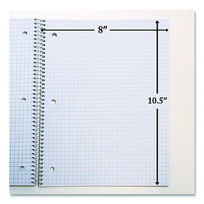 BAZIC Spiral Notebooks, 1-Subject, Quadrille Rule (4 sq/in), Randomly Assorted Cover Color, (100) 10.5 x 8 Sheets (514)