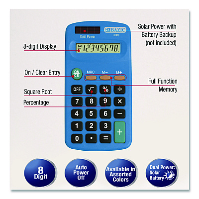BAZIC Dual Power Pocket Size Calculator, 8-Digit, LCD (3009)