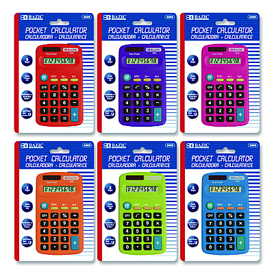 BAZIC Dual Power Pocket Size Calculator, 8-Digit, LCD (3009)