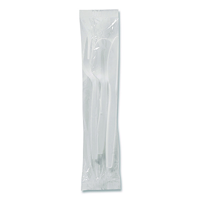 Dixie Mediumweight Polypropylene Cutlery, Fork/Knife/Teaspoon, Plastic, White, 250/Carton (CMP26C)