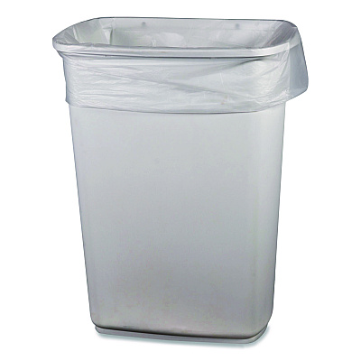 Boardwalk Low-Density Waste Can Liners, 16 gal, 0.5 mil, 24 x 32, Clear, Perforated Roll, 500/Carton (243205CL)