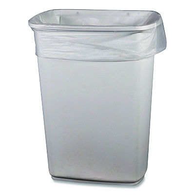 Boardwalk Low-Density Waste Can Liners, 30 gal, 0.5 mil, 30 x 36, Clear, Perforated Roll, 250/Carton (303605CL)