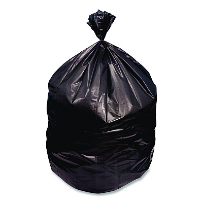 Boardwalk High-Density Can Liners, 45 gal, 22 mic, 40 x 48, Black, Perforated Roll, 150/Carton (404822NK)