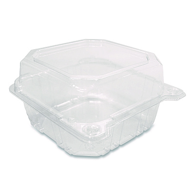 Karat PET Plastic Hinged Container, 6 x 6 x 3.3, Clear, Plastic, 500/Carton (FPHC66PET1C)