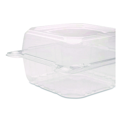 Karat PET Plastic Hinged Container, 6 x 6 x 3.3, Clear, Plastic, 500/Carton (FPHC66PET1C)