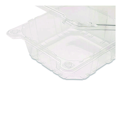 Karat PET Plastic Hinged Container, 6 x 6 x 3.3, Clear, Plastic, 500/Carton (FPHC66PET1C)
