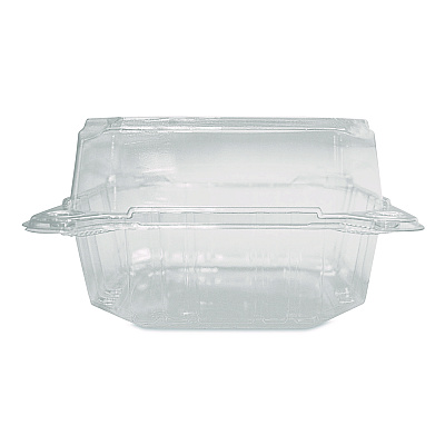 Karat PET Plastic Hinged Container, 6 x 6 x 3.3, Clear, Plastic, 500/Carton (FPHC66PET1C)