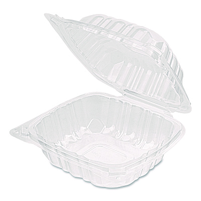 Karat Polypropylene Plastic Hinged Container, 6 x 6 x 3.3, Clear, Plastic, 50/Pack, 6 Packs/Carton (FPHC66PP1C)