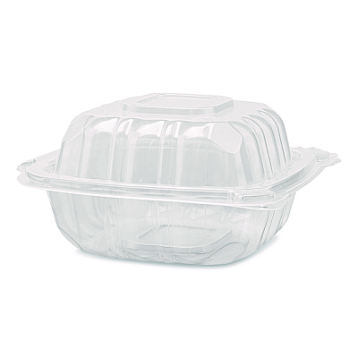 Karat Polypropylene Plastic Hinged Container, 6 x 6 x 3.3, Clear, Plastic, 50/Pack, 6 Packs/Carton (FPHC66PP1C)