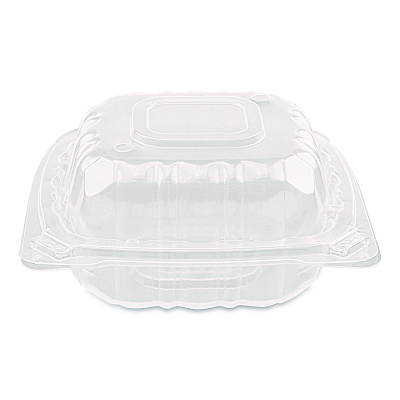 Karat Polypropylene Plastic Hinged Container, 6 x 6 x 3.3, Clear, Plastic, 50/Pack, 6 Packs/Carton (FPHC66PP1C)