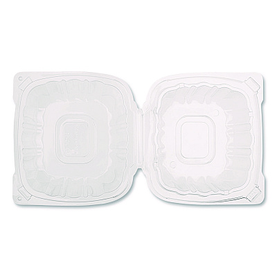 Karat Polypropylene Plastic Hinged Container, 6 x 6 x 3.3, Clear, Plastic, 50/Pack, 6 Packs/Carton (FPHC66PP1C)