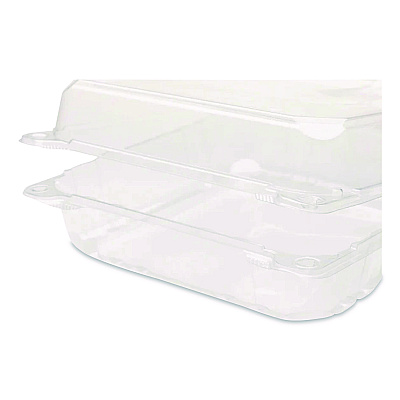 Karat PET Plastic Hinged Container, 9 x 9 x 3.6, Clear, Plastic, 100/Pack, 2 Packs/Carton (FPHC99PET1C)