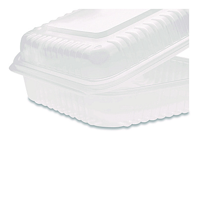 Karat Polypropylene Plastic Hinged Container, 9.35 x 9.22 x 3.17, Clear, Plastic, 50/Pack, 4 Packs/Carton (FPHC99PP1C)