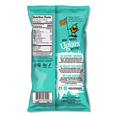 Uglies Kettle Potato Chips, Sea Salt, 2 oz Bags, 24/Carton (DFN26102)