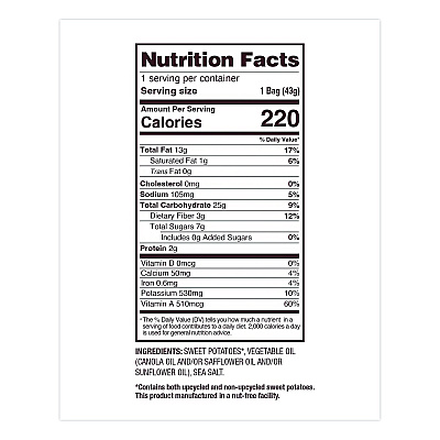 Uglies Kettle Potato Chips, Sweet Potato, 2 oz Bags, 24/Carton (DFN36187)