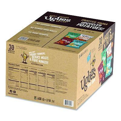 Uglies Kettle Potato Chips, Assorted, 0.88 oz/1 oz Bags, 30/Carton (DFN34091)