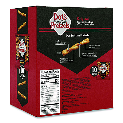 Dot's Pretzels Original Pretzels, 1 oz Bag, 10/Box (DDP71943)