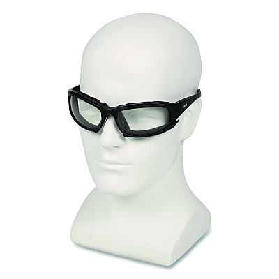 KleenGuard V50 Calico Safety Eyewear with Head Strap, KleenVision Anti-Fog Coating, Black Nylon Frame, Clear Polycarbonate Lens (25672EA)