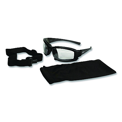 KleenGuard V50 Calico Safety Eyewear with Head Strap, KleenVision Anti-Fog Coating, Black Nylon Frame, Clear Polycarbonate Lens (25672EA)