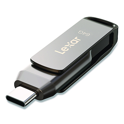 Lexar JumpDrive D400 USB 3.1 Flash Drive, 64 GB, Titanium (LJDD40064GB)