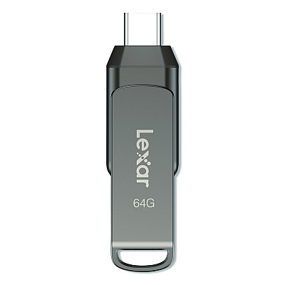 Lexar JumpDrive D400 USB 3.1 Flash Drive, 64 GB, Titanium (LJDD40064GB)