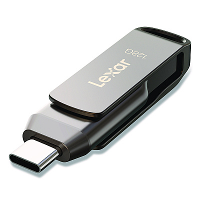 Lexar JumpDrive D400 USB 3.1 Flash Drive, 128 GB, Titanium (LJDD400128GB)