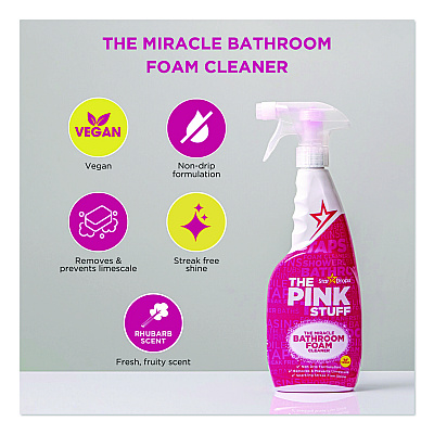 The Pink Stuff The Miracle Bathroom Foam Cleaner, Fruity Scent, 25.4 oz Trigger Spray Bottle (82383)