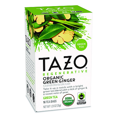 Tazo Tea Bags, Organic Green Ginger, 16/Box (TAZ00356BX)