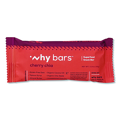 Why Bars Superfood Snack Bar, Cherry Chia, 2.04 oz Bar, 12/Box (WHY16205)