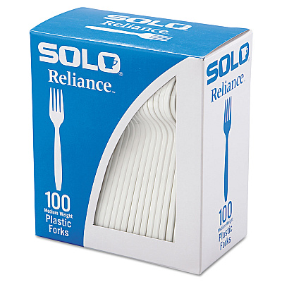 Solo Reliance Mediumweight Cutlery, Fork, White, 100/Box, 1,000/Carton (SCCRSWFX)