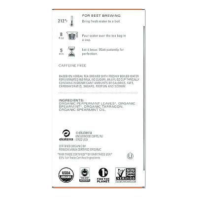 Tazo Tea Bags, Organic Refresh Mint, 16/Box (TAZ00350BX)
