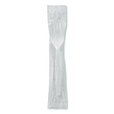 Dixie Mediumweight Polypropylene Cutlery, Individually Wrapped, Fork, Plastic, White, 1,000/Carton (FMP23C)