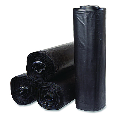 Inteplast Group Institutional Low-Density Can Liners, 45 gal, 1.5 mil, 40" x 46", Black, Interleaved Roll, 20 Bags/Roll, 5 Rolls/Carton (SL4046150K)