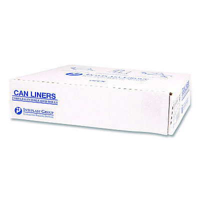 Inteplast Group Institutional Low-Density Can Liners, 45 gal, 1.15 mil, 40" x 46", Natural, Interleaved Roll, 20 Bags/Roll, 5 Rolls/Carton (SLW4046SPNS)