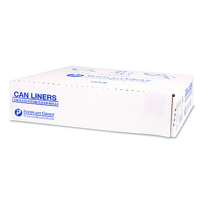 Inteplast Group Institutional Low-Density Can Liners, 33 gal, 0.8 mil, 33" x 39", Natural, Interleaved Roll, 25 Bags/Roll, 6 Rolls/Carton (SL3339XHN)