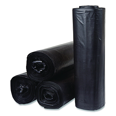 Inteplast Group Low-Density Commercial Can Liners, 60 gal, 1.15 mil, 38 x 58, Black, Interleaved Roll, 25 Bags/Roll, 4 Rolls/Carton (SLW3858SPK)