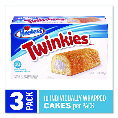 Twinkies, Vanilla, 1.36 oz Individually Wrapped, 10/Pack, 3 Packs/Carton (60004132)