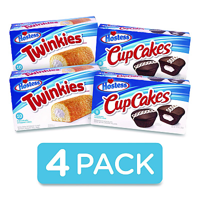 Twinkies and Chocolate CupCakes Variety Pack, (2) 13.58 oz 10 Pack Twinkies and (2) 12.7 oz 8 Pack CupCakes/Carton (60004134)