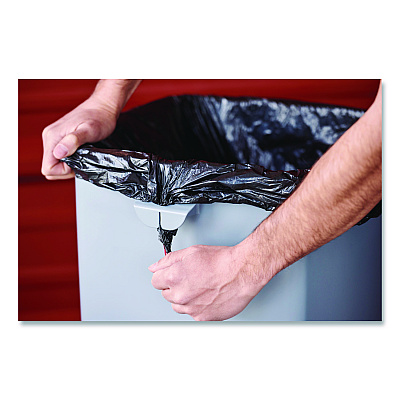Rubbermaid Commercial Universal Square Trash Can with Swing Lid, 23 gal, Plastic, Gray (2143862)
