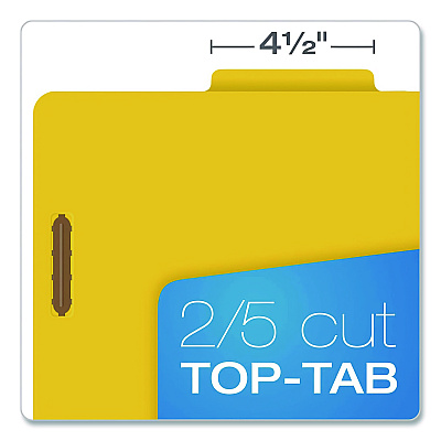 Pendaflex Reinforced Pressboard Classification Folders, 1.75" Expansion, 1 Divider, 4 Fasteners, Letter Size, Yellow Exterior, 10/Box (23734)
