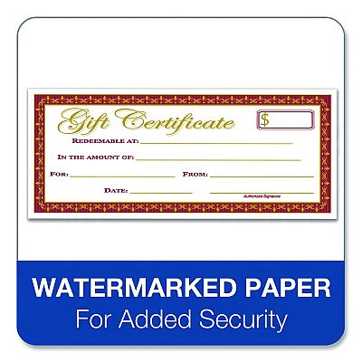 TOPS Gift Certificate with Stub Book, 7.81 x 3.25, Cream, 25 Certificates (GFTBK1)