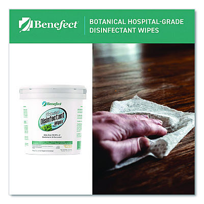 Benefect Botanical Disinfectant Wipes, 6 x 7, Light Lemon and Thyme, 250/Bucket (20376)